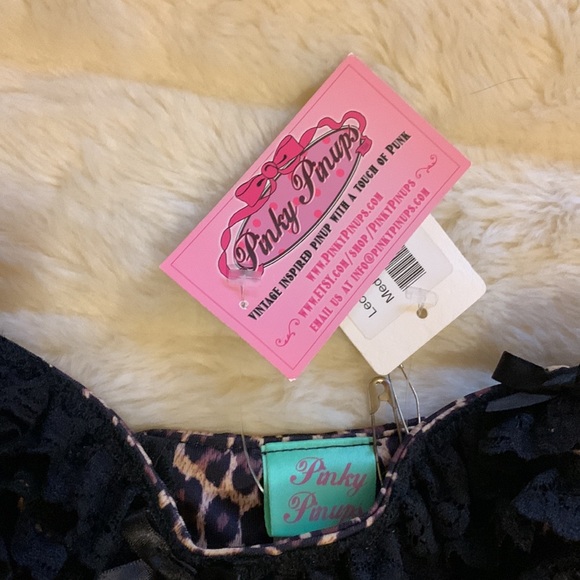 strapless black Lacey leopard rockabilly 50s pin up dress M NWT - Picture 6 of 11